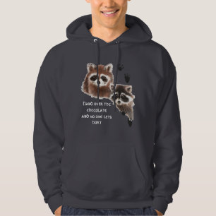 Moletom Com Capuz Guaxinins bonitos entregam Chocolate, Humor