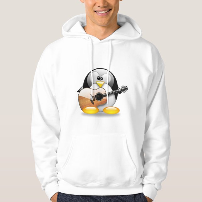 Moletom Com Capuz Guitarra acústica Tux (Linux Tux) (Frente)