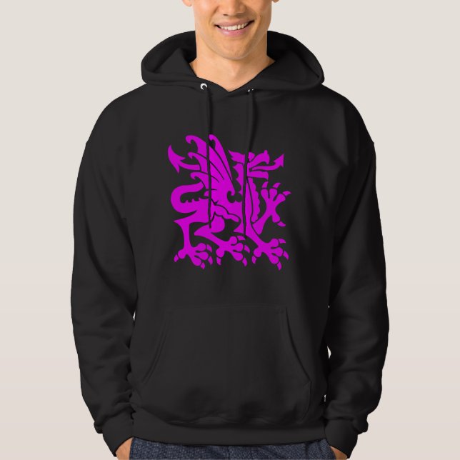 Moletom Com Capuz Heraldic Dragon 01 - Magenta (Frente)