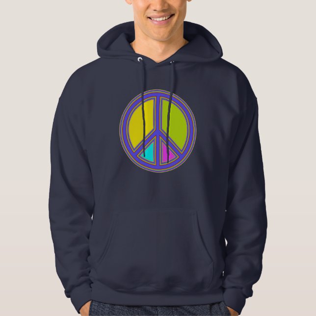 Moletom Com Capuz holiES - sinal colorido PEACE + suas ideias (Frente)