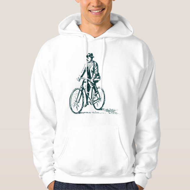 Moletom Com Capuz Homem em uma bicicleta - verde escuro (Frente)