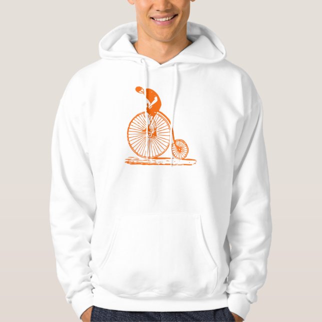 Moletom Com Capuz Homem em uma penny Farthing - Laranja (Frente)