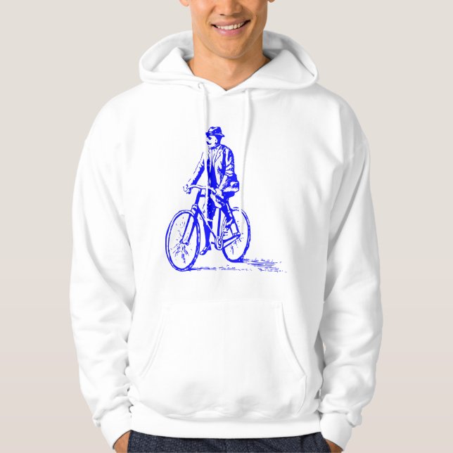 Moletom Com Capuz Homem numa bicicleta - Azul (Frente)