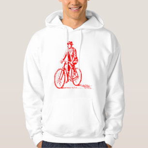 Moletom Com Capuz Homem numa bicicleta - Vermelho