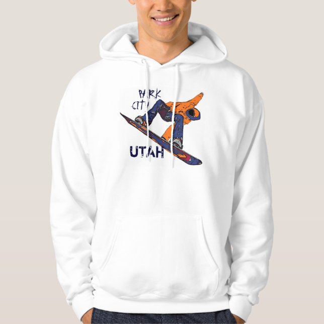 Moletom Com Capuz Hoodie alaranjado do snowboarder de Park City Utá (Frente)