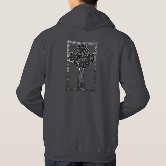 Moletom Com Capuz Hoodie cinzento da cruz celta (Verso)