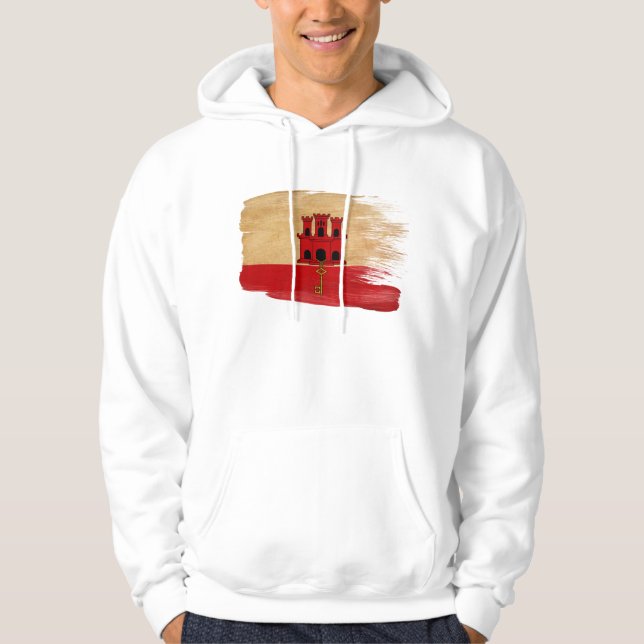 Moletom Com Capuz Hoodie da bandeira de Gibraltar (Frente)