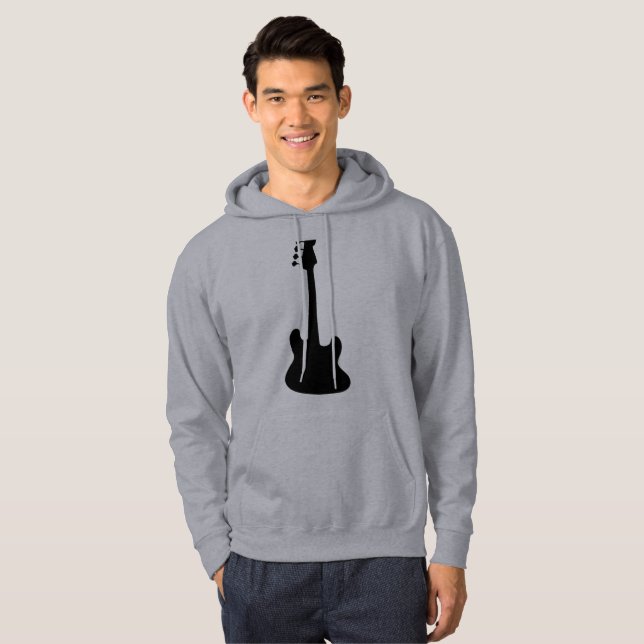 Moletom Com Capuz Hoodie da silhueta da guitarra baixa (Frente Completa)