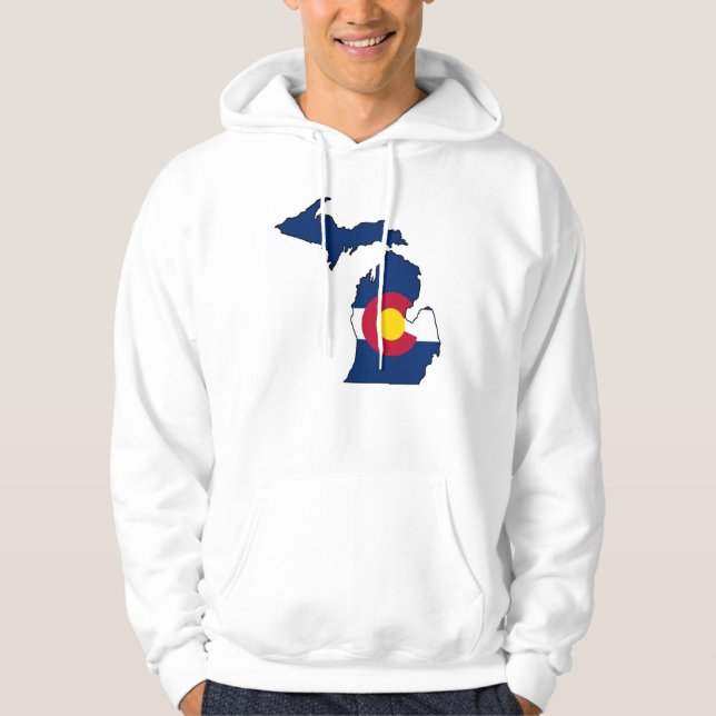 Moletom Com Capuz Hoodie das caras do esboço de Michigan da bandeira (Frente)