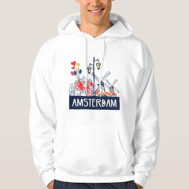 Moletom Com Capuz Hoodie de Amsterdão criativo e original (Frente)