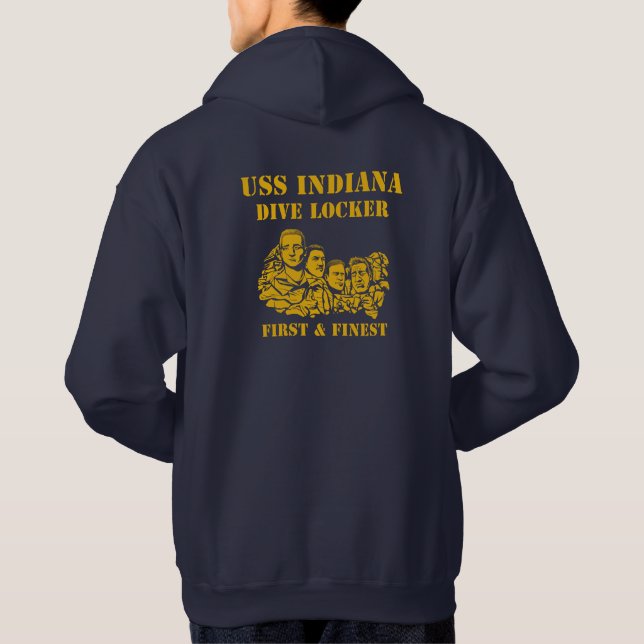 Moletom Com Capuz Hoodie do cacifo do mergulho de USS Indiana (Verso)