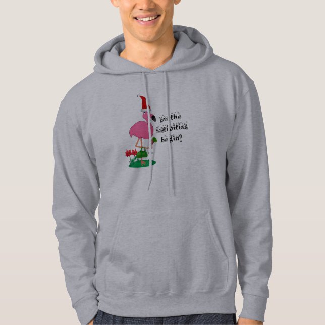 Moletom Com Capuz Hoodie do flamingo do Natal (Frente)