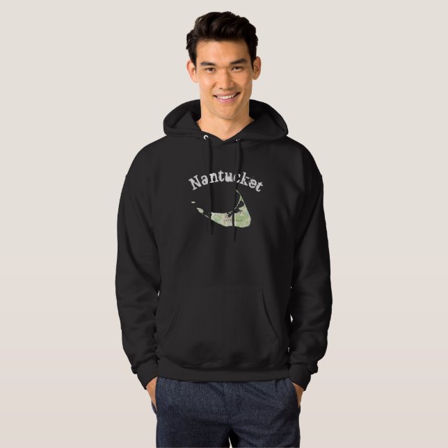 Moletom Com Capuz Hoodie do mapa de Nantucket (Frente Completa)