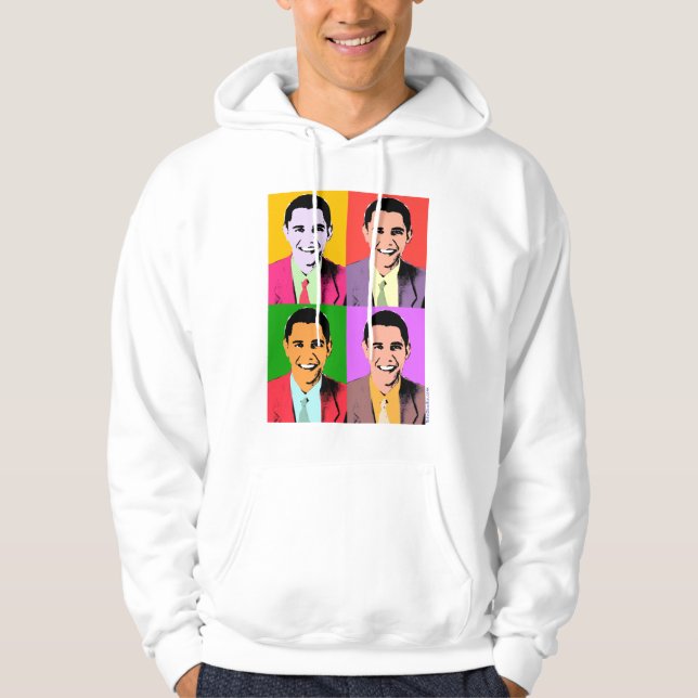 Moletom Com Capuz Hoodie do pop art de 4x Barack Obama (Frente)