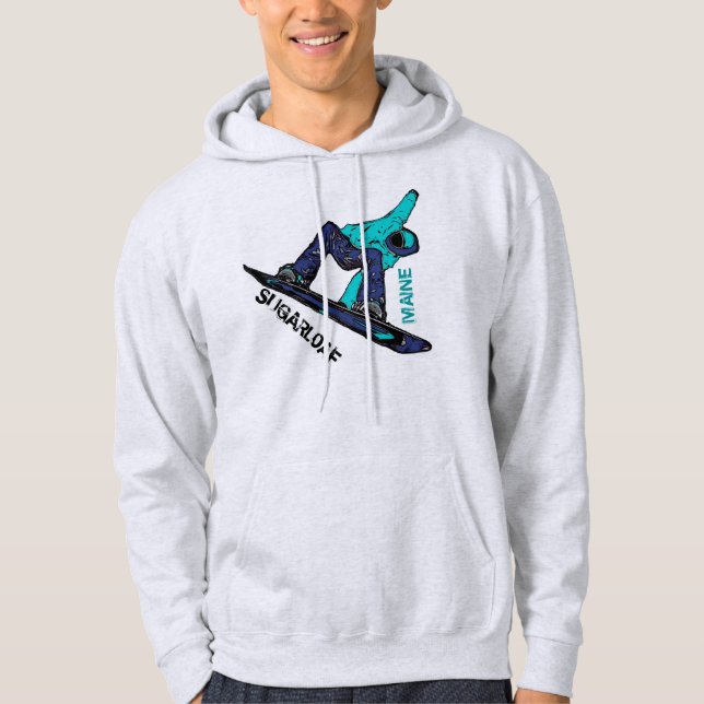 Moletom Com Capuz Hoodie do snowboarder da cerceta das caras de (Frente)
