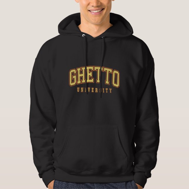 Moletom Com Capuz Hoodie Negro da Universidade de Ghetto (Frente)