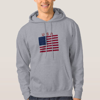 MOLETOM COM CAPUZ HOODIE USA FLAG RED WHITE BL