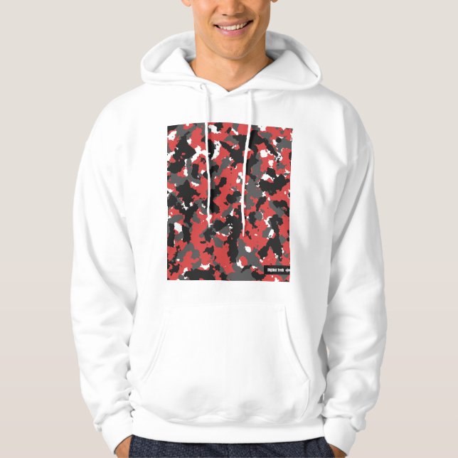 Moletom Com Capuz Hoodie vermelho da tecnologia de Camo Digital (Frente)