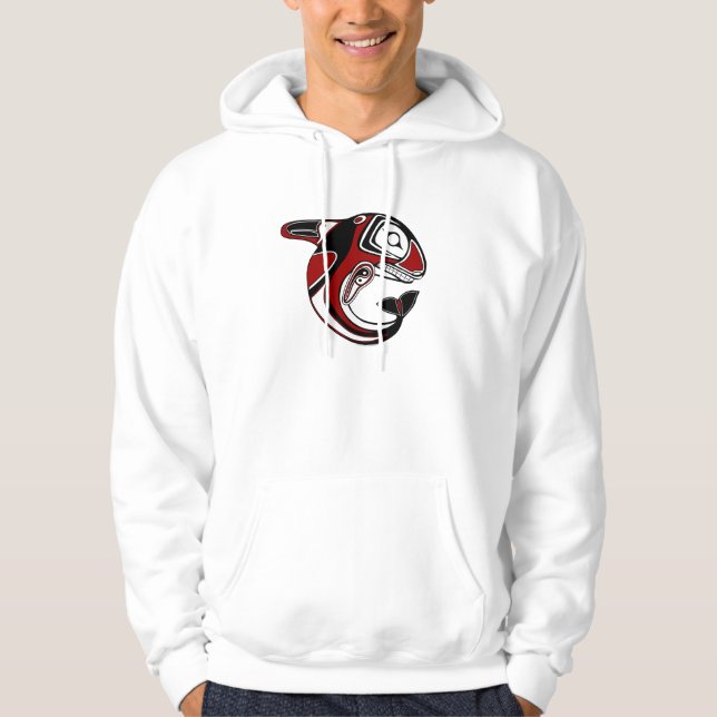 Moletom Com Capuz Hoodie vermelho do Totem da baleia (Frente)
