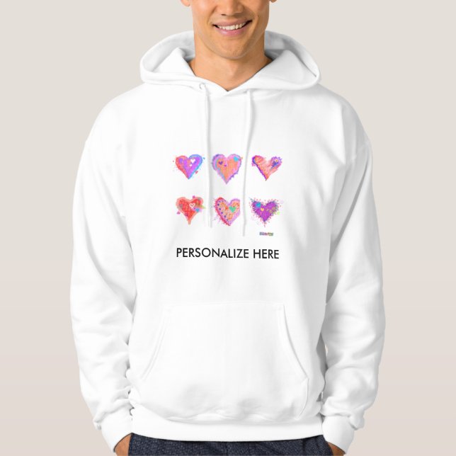 Moletom Com Capuz Hoodies, Sweats - Pop Art Crazy Hearts 2 (Frente)