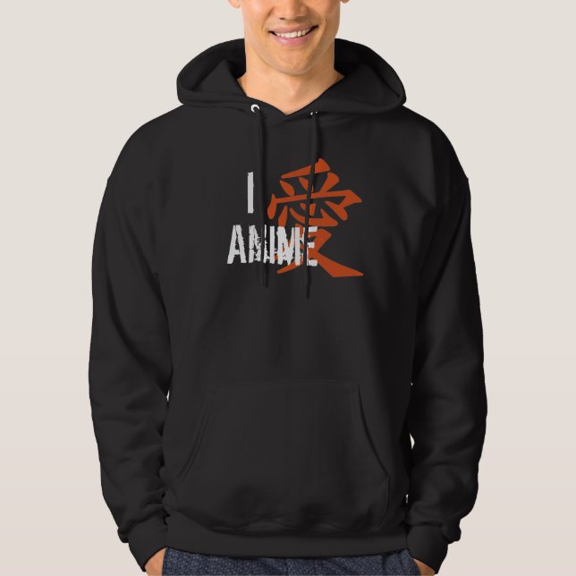 Moletom Com Capuz I Love (kanji) Anime Hoodie (Frente)