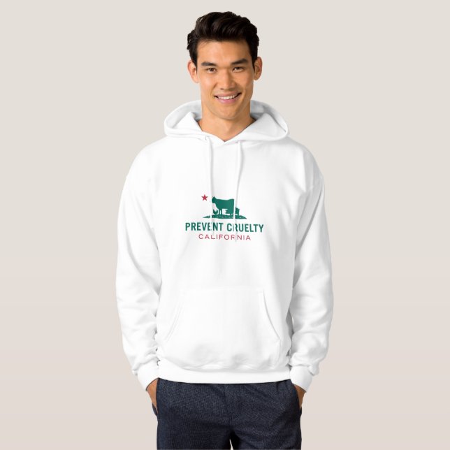 Moletom Com Capuz Impeça o branco do hoodie de CA da crueldade (o (Frente Completa)