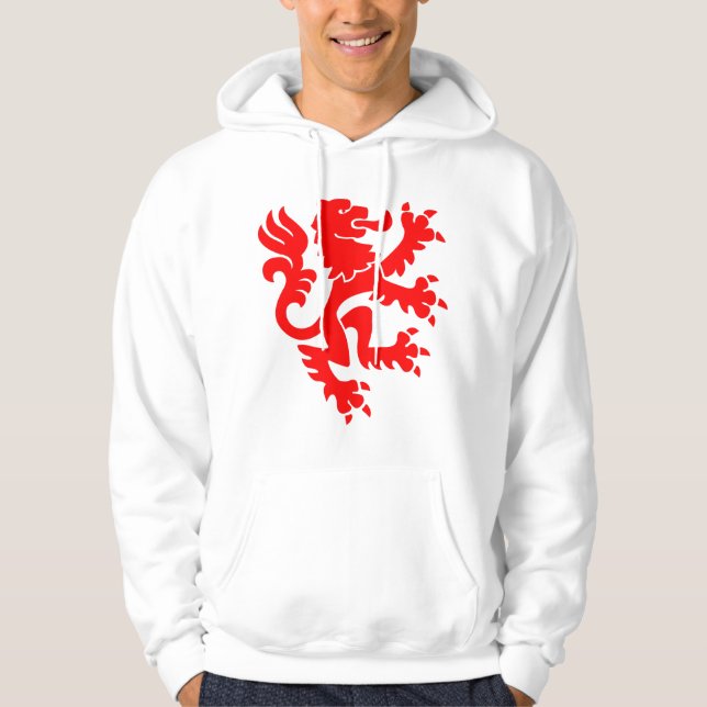 Moletom Com Capuz Leão Heráldico 01 - Vermelho (Frente)
