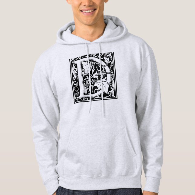 Moletom Com Capuz Letra D Monograma Medieval Arte Nova (Frente)
