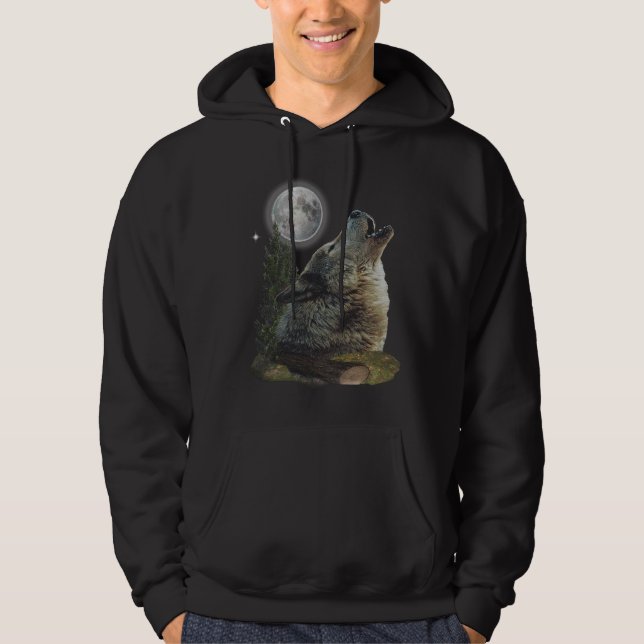 Moletom Com Capuz Lobo em t-shirt da noite (Frente)
