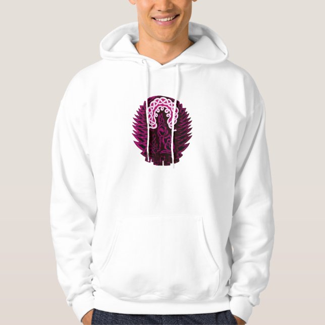 Moletom Com Capuz Lobo/lua celtas, cor-de-rosa (Frente)