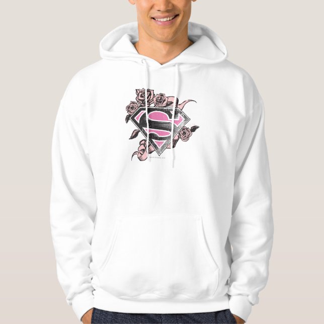 Moletom Com Capuz Logotipo da Supergirl com Rosas (Frente)