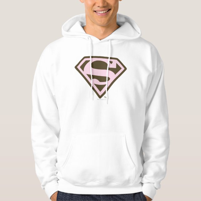 Moletom Com Capuz Logotipo rosa e marrom supergirl (Frente)