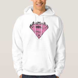 Moletom Com Capuz Logotipo rosa super-menina com chamas