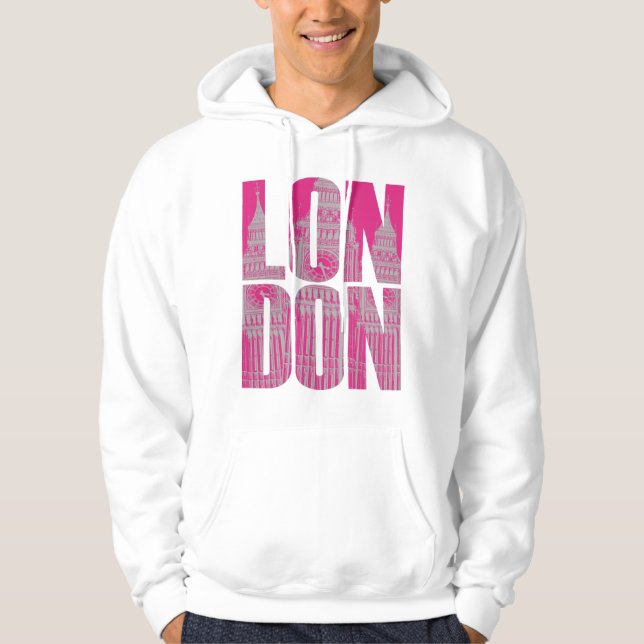 Moletom Com Capuz Londres cor-de-rosa (Frente)