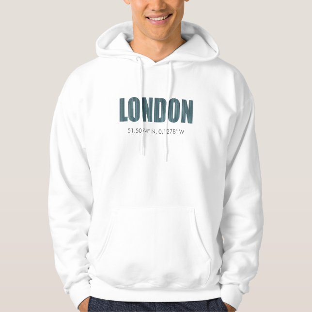 Moletom Com Capuz Londres (latitude & longitude) (Frente)