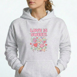 Moletom com Capuz Love Is Sweet Kawaii Hearts Past