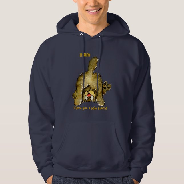 Moletom Com Capuz MAMÃ engraçada do gato dos desenhos animados eu te (Frente)