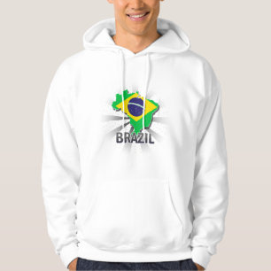 Moletom Com Capuz Mapa 2,0 da bandeira de Brasil