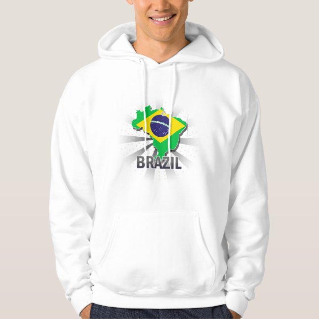 Moletom Com Capuz Mapa 2,0 da bandeira de Brasil (Frente)