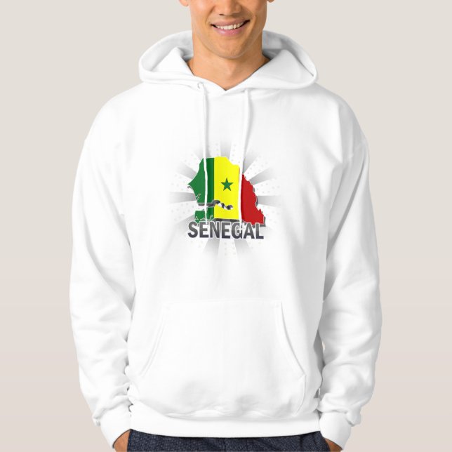Moletom Com Capuz Mapa 2,0 da bandeira de Senegal (Frente)