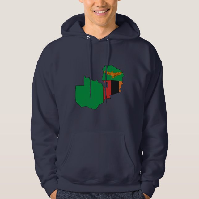 Moletom Com Capuz Mapa da bandeira da Zâmbia (Frente)
