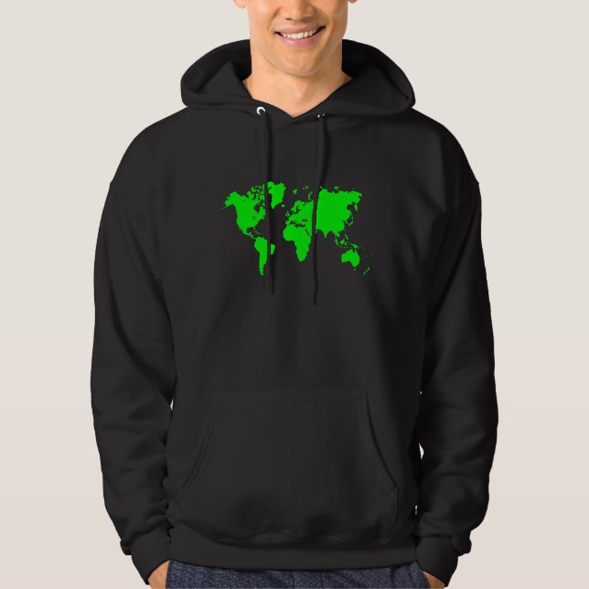 Moletom Com Capuz Mapa Mundial - Verde (Frente)