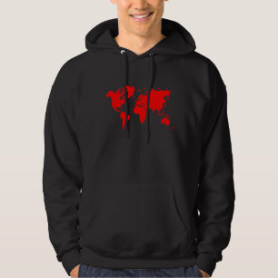 Moletom Com Capuz Mapa Mundial - Vermelho
