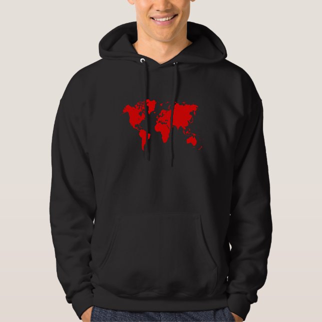 Moletom Com Capuz Mapa Mundial - Vermelho (Frente)