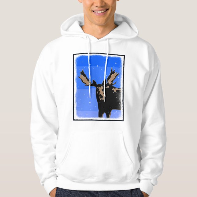 Moletom Com Capuz Moose no inverno - Arte original sobre a vida selv (Frente)