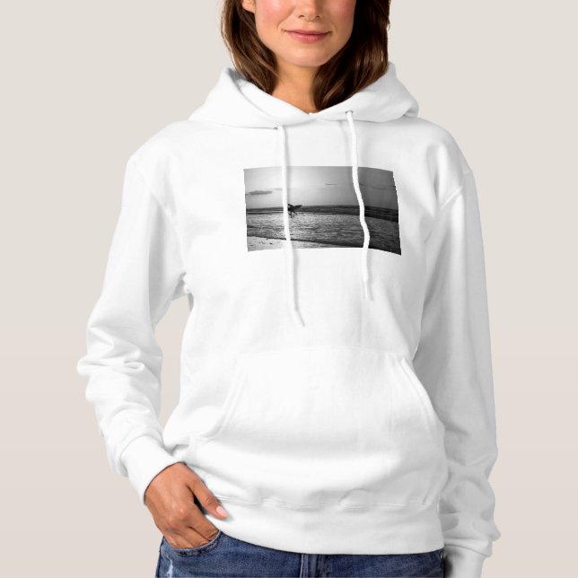 Moletom com capuz Morning Surfer Grayscale (Frente)