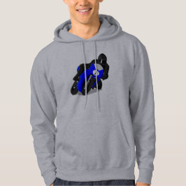Moletom Com Capuz Motocicleta Rider Blue Street Bike Hoodie ou Tshir