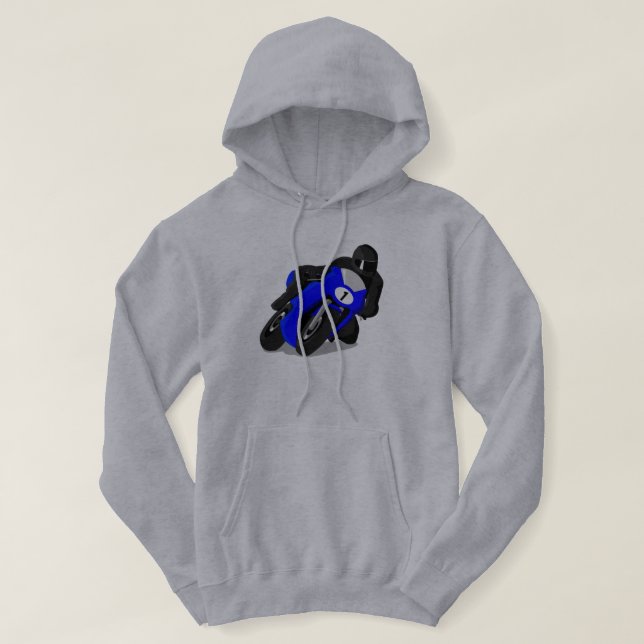 Moletom Com Capuz Motocicleta Rider Blue Street Bike Hoodie ou Tshir (Frente do Design)