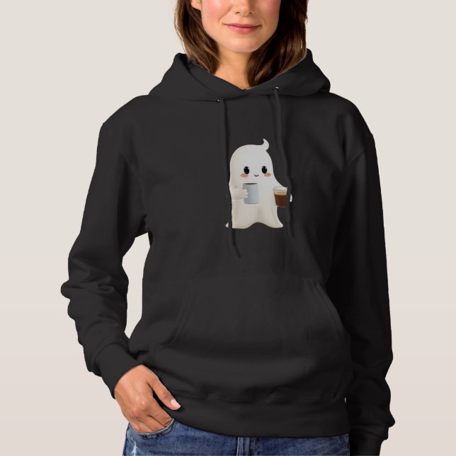 Moletom com Capuz Mulheres Cute Coffee Ghost (Frente)