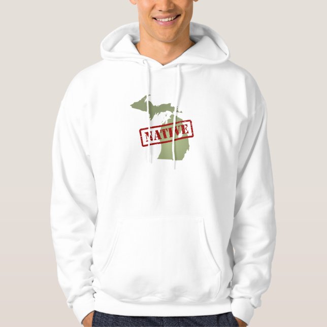 Moletom Com Capuz Nativo de Michigan com mapa de Michigan (Frente)